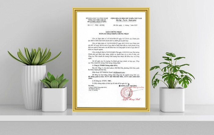 Mẫu giấy chứng nhận ISO 9001:2015