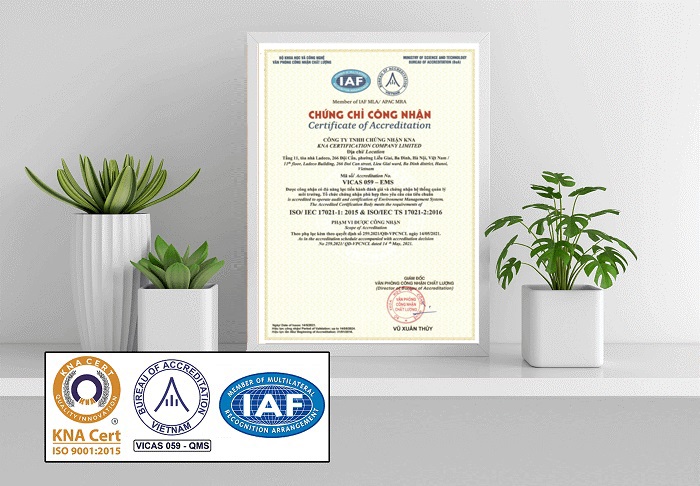 Mẫu giấy chứng nhận ISO 9001:2015