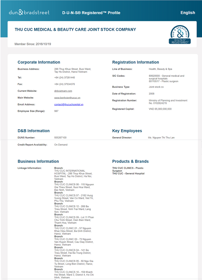 MÃ DUNS CỦA CÔNG TY THU CÚC