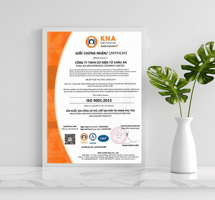 Mẫu chứng chỉ ISO 9001:2015 
