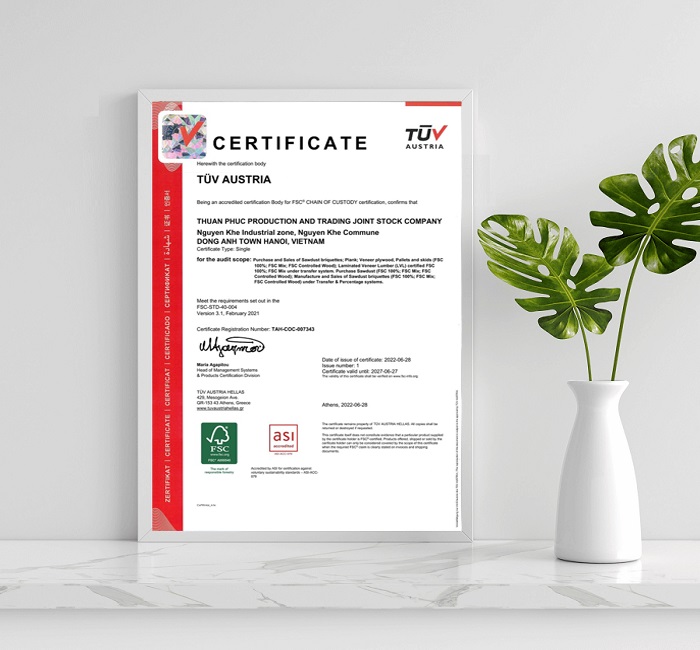 chứng nhận fsc coc của khách hàng kna 