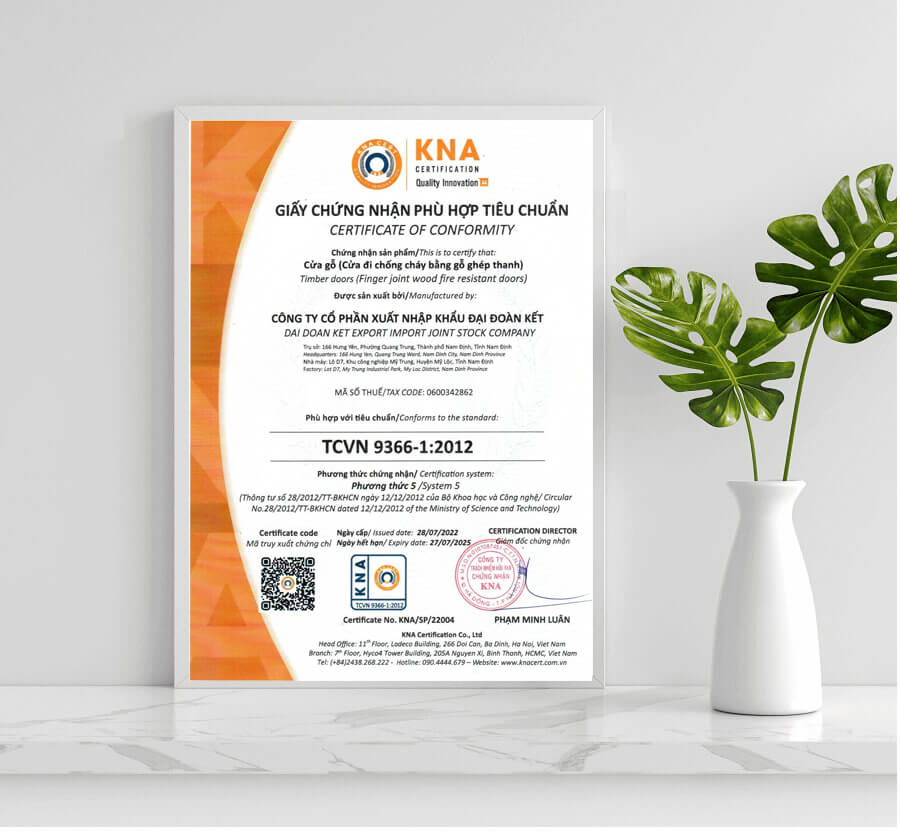 chứng nhận hợp chuẩn công ty xnk đại đoàn kết