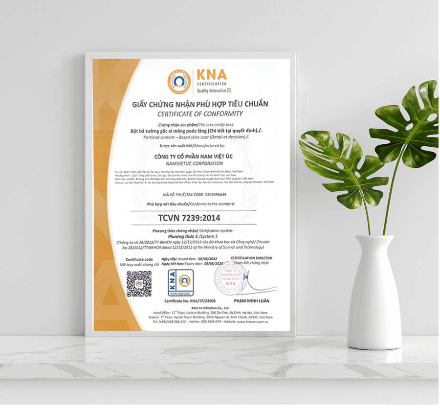 chứng nhận hợp chuẩn công ty cổ phần nam việt úc