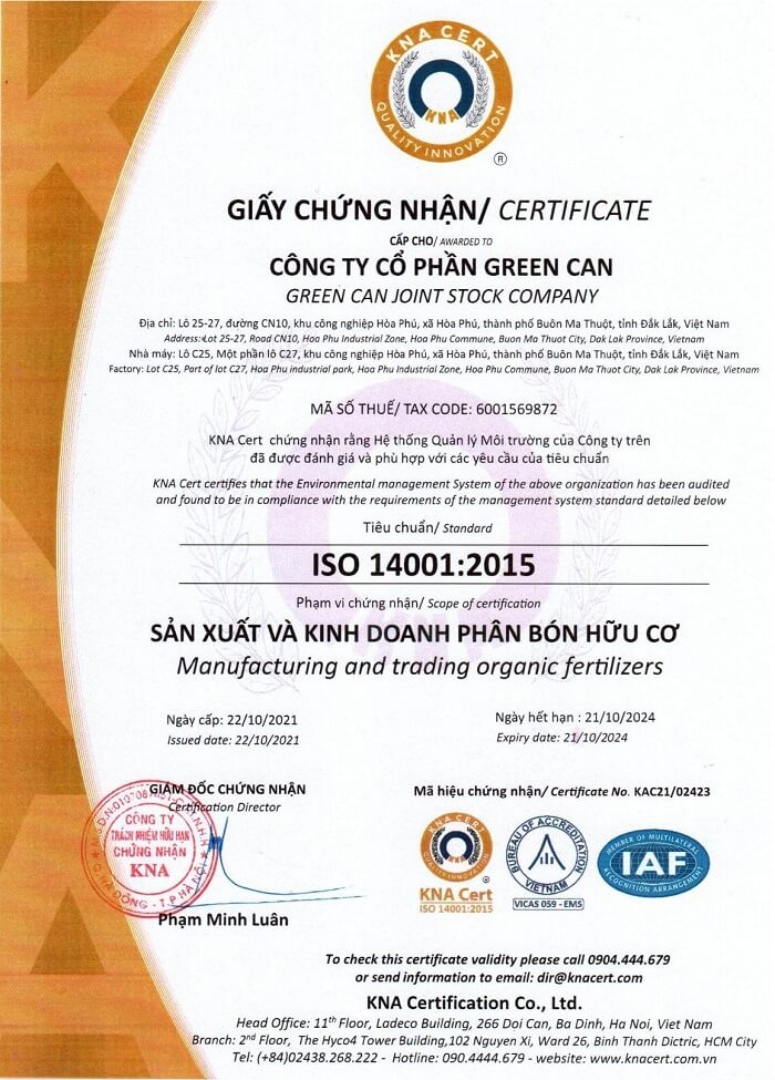 chứng nhận iso 14001:2015