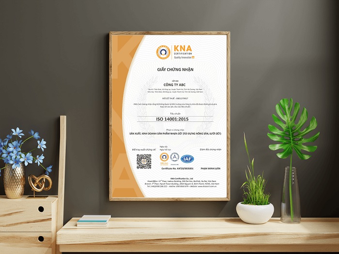 Mẫu chứng chỉ ISO 9001:2015 