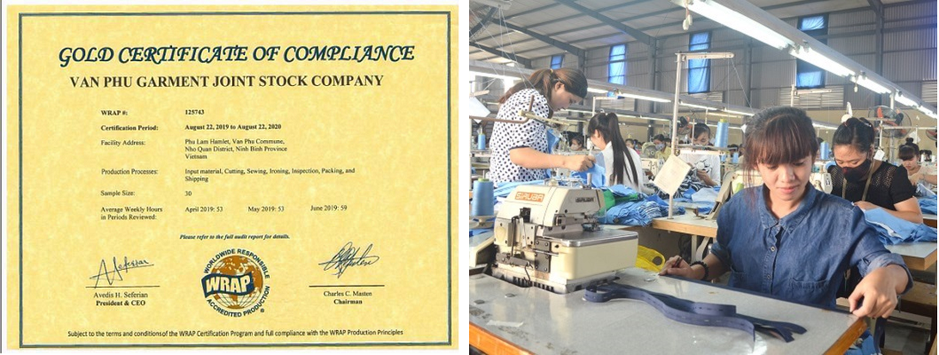 chứng nhận wrap may văn phú 