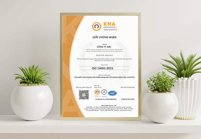 giấy chứng nhận ISO 14001:2015