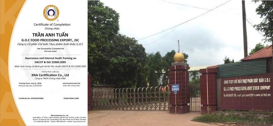 G.O.C出口食品加工股份公司 的HACP认证