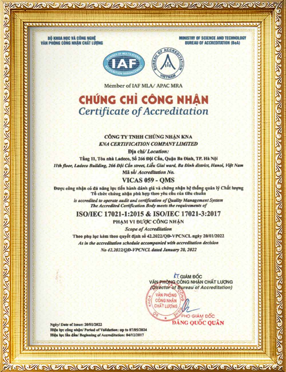 chứng nhận iSO 17021-1, ISO 17021 - 3