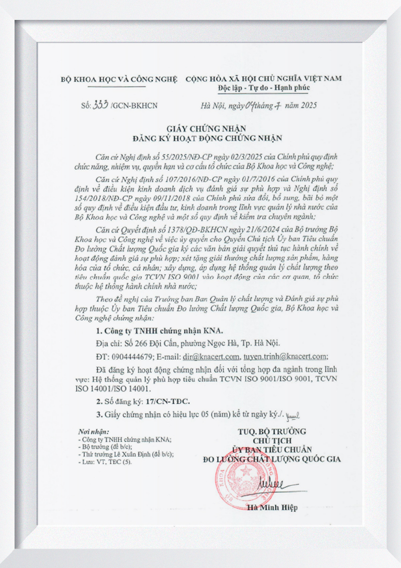 Giấy chứng nhận đăng ký hoạt động